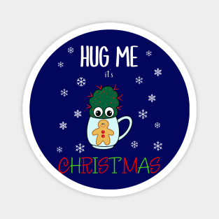 Hug Me It's Christmas - Small Cactus With Red Spikes In Christmas Mug Magnet